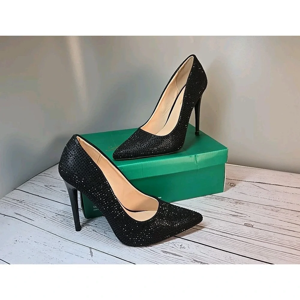 Lauren Lorraine Dori Black High Heels Pumps Pointed Toe Stiletto Womens Size 7.5